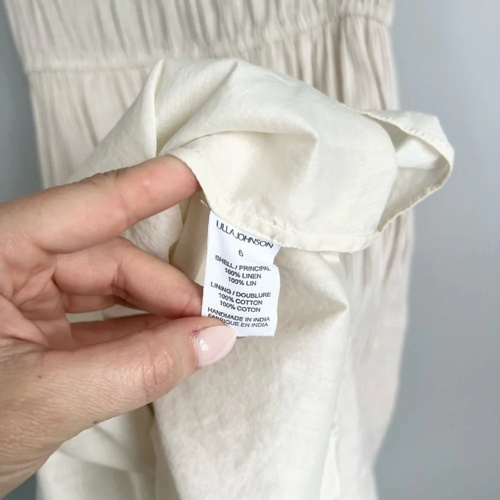 Ulla Johnson Size 6 • Rissa Linen Striped Ruffle Nap Midi Dress. - Picture 5 of 6